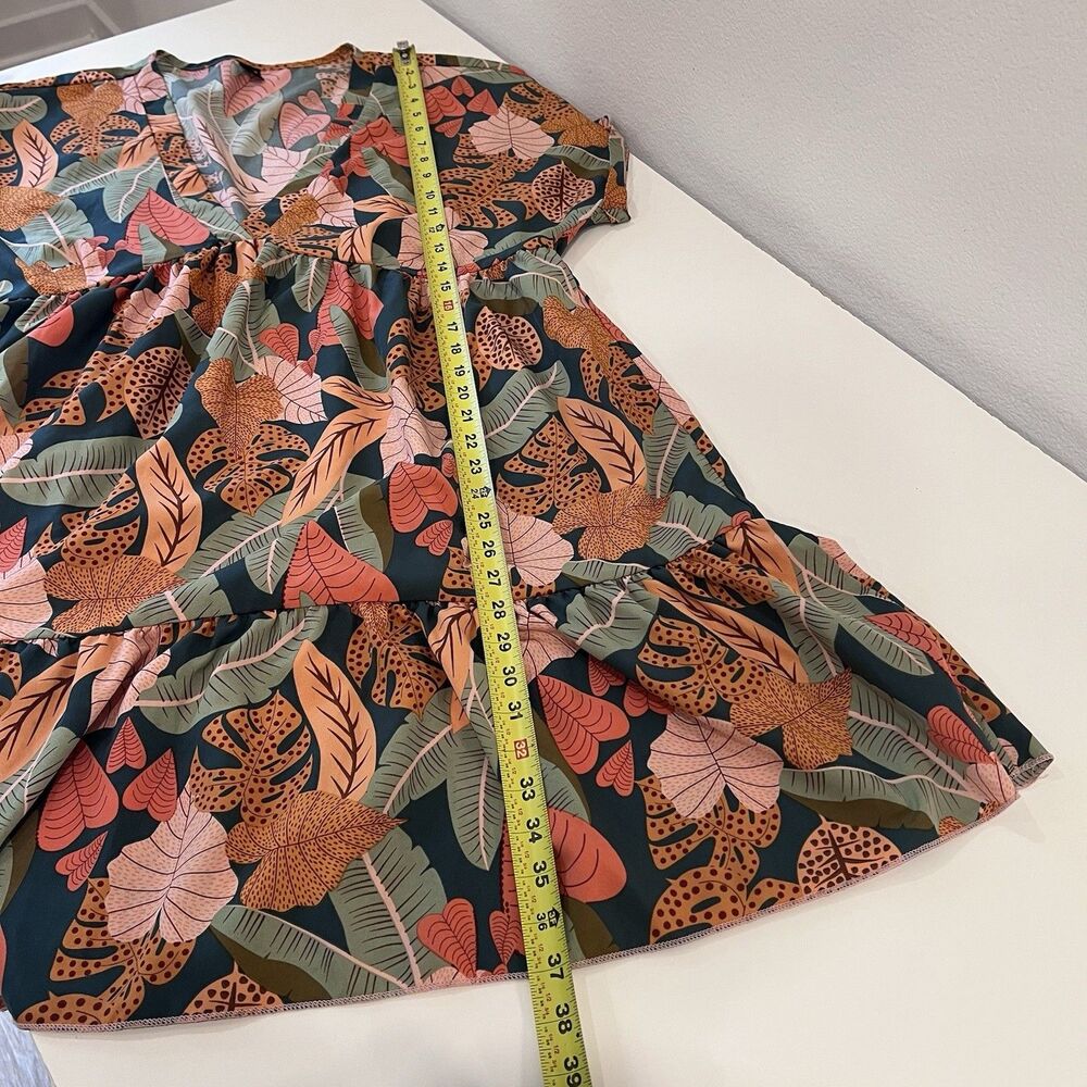 Women’s Plus V-neck Loose Tiered Mini Dress 2XL Floral Vacation Party Summer - Picture 8 of 8